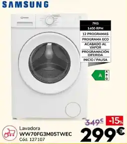 Conforama Samsung lavadora WW70FG3M05TWEC oferta