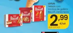 Eroski LOTUS Helado con trocitos de galleta Biscoff, varios tipos oferta