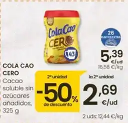 Eroski COLA CAO CERO Cacao soluble sin azúcares añadidos oferta