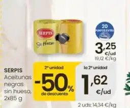 Eroski SERPIS Aceitunas negras sin hueso oferta