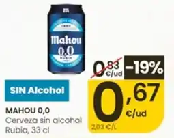 Eroski MAHOU 0,0 Cerveza sin alcohol oferta