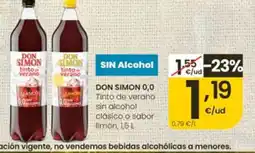 Eroski DON SIMON 0,0 Tinto de verano sin alcohol clásico o sabor. limón oferta
