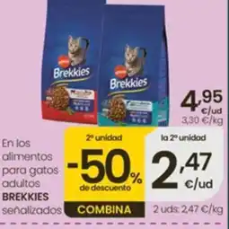Eroski BREKKIES En los alimentos para gatos adultos oferta