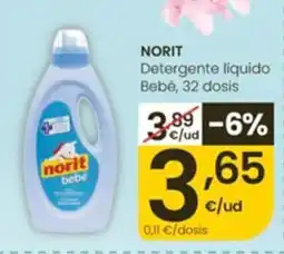 Eroski NORIT Detergente liquido Bebé, 32 dosis oferta