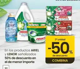 Eroski ARIEL Y LENOR En los productosseñalizados oferta