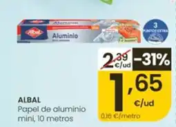 Eroski ALBAL Papel de aluminio mini, 10 metros oferta