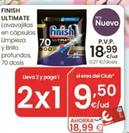 Eroski FINISH ULTIMATE Lavavajillas en cápsulas Limpieza y Brillo profundos, 70 dosis oferta