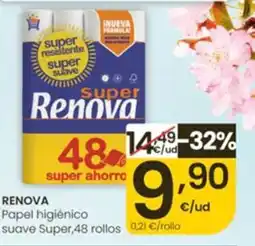 Eroski RENOVA Papel higiénico suave Super,48 rollos oferta