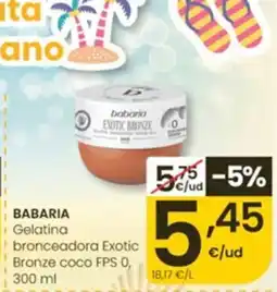 Eroski BABARIA Gelatina bronceadora Exotic Bronze coco FPS 0 oferta