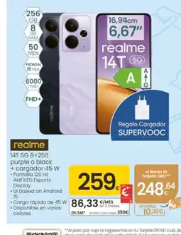 Eroski REALME 14T 5G 8+256 purple o black + cargador 45 W oferta