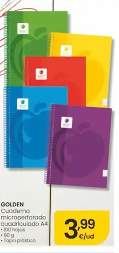 Eroski GOLDEN Cuaderno microperforado cuadriculado A4 oferta