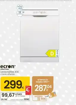 Eroski ECRON Lavavajillas A14 oferta
