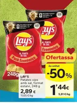 Caprabo LAY'S Patates xips amb sal, format estalvi oferta