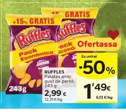 Caprabo RUFFLES Patates amb gust de pernil oferta