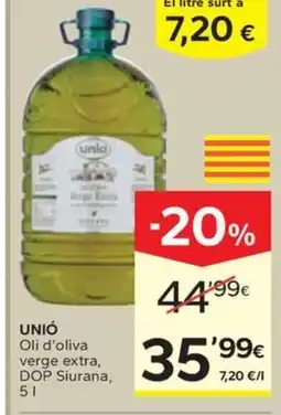 Caprabo UNIÓ Oli d'oliva verge extra, DOP Siurana oferta