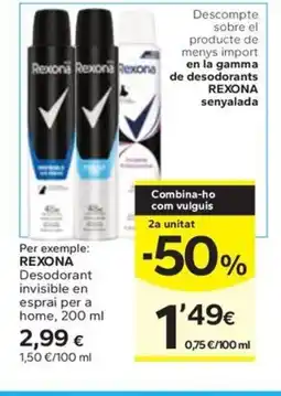 Caprabo REXONA Desodorant invisible en esprai per a home oferta