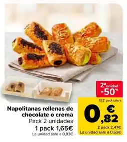 Carrefour Market Napolitanas rellenas de chocolate o crema oferta