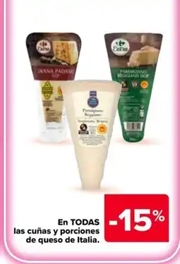 Carrefour Market En todas las cuñas y porciones de queso de italia oferta