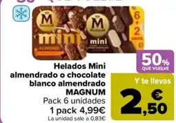 Carrefour Market MAGNUM Helados Mini almendrado o chocolate blanco almendrado oferta