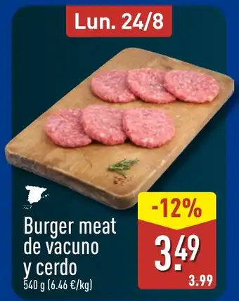 Burger meat de vacuno y cerdo