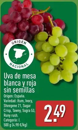ALDI Uva de mesa blanca y roja sin semillas oferta