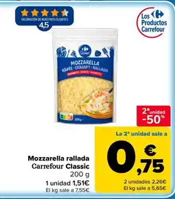 Carrefour Mozzarella rallada Carrefour Classic oferta