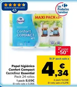 Carrefour Papel higiénico Confort Compact Carrefour Essential oferta