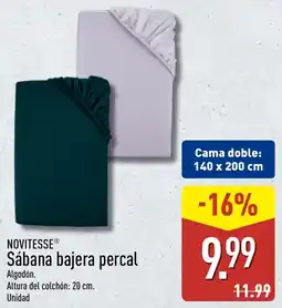 ALDI Novitesse sábana bajera percal oferta