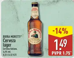 ALDI Birra Moretti cerveza lager oferta