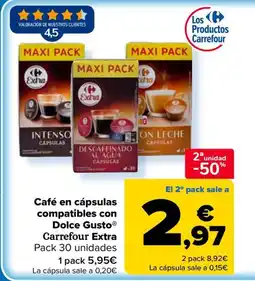 Carrefour Café en cápsulas compatibles con Dolce Gusto Carrefour Extra oferta