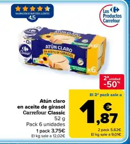 Carrefour Atún claro en aceite de girasol Carrefour Classic oferta