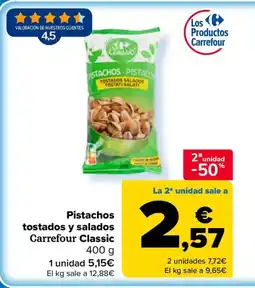 Carrefour Pistachos tostados y salados Carrefour Classic oferta
