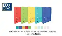 Hipercor Oxford - arxivador amb recanvi de fulls a4 oferta