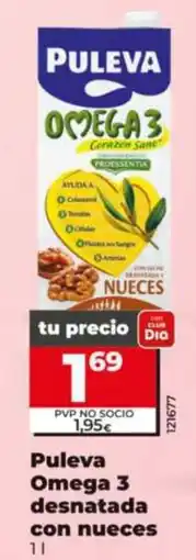 Dia Supermercados Puleva Omega 3 desnatada con nueces oferta