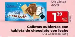 Dia Supermercados Galletas cubiertas con tableta de chocolate con leche oferta