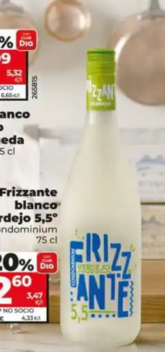 Dia Supermercados Frizzante blanco Verdejo 5,5° oferta