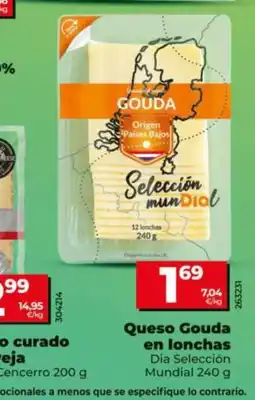 Dia Supermercados Dia Selección Mundial Queso Gouda en lonchas oferta