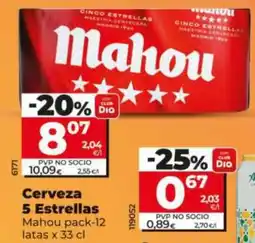 Dia Supermercados Mahou cerveza 5 estrellas oferta