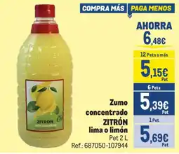 Makro Zumo concentrado ZITRÓN lima o limón oferta