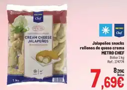Makro Metro Chef jalapeños snacks rellenos de queso crema oferta