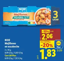 Lidl Nixe mejillones en escabeche oferta