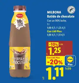 Lidl Milbona batido de chocolate oferta