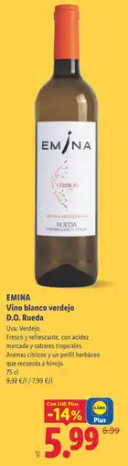 Lidl Emina vino blanco verdejo d.o. rueda oferta