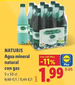 Lidl Naturis agua mineral natural con gas oferta