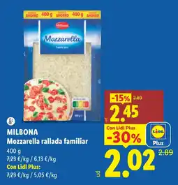 Lidl Milbona mozzarella rallada familiar oferta