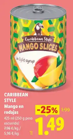 Lidl Caribbean Style Mango en rodajas oferta