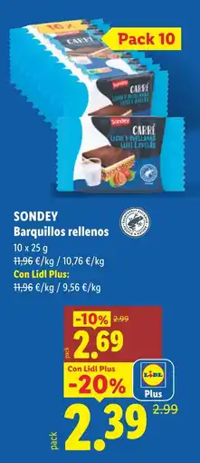 Lidl Sondey barquillos rellenos oferta