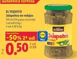 Lidl el tequito jalapeños en rodajas oferta