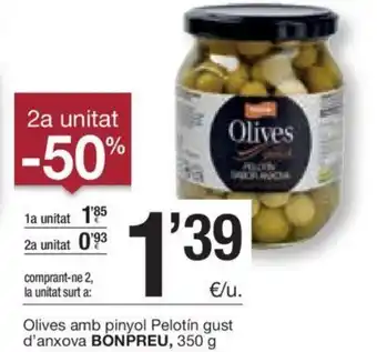 BonpreuEsclat Olives Amb Pinyol Pelotín Gust D'Anxova Bonpreu, 350 g oferta