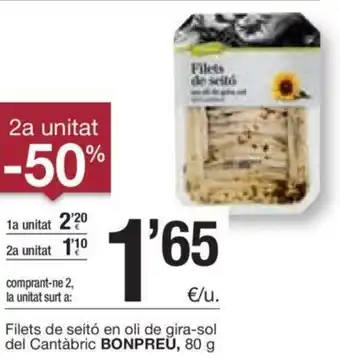 BonpreuEsclat Filets de Seitó En oli De Gira-Sol Del Cantàbric Bonpreu, 80g oferta